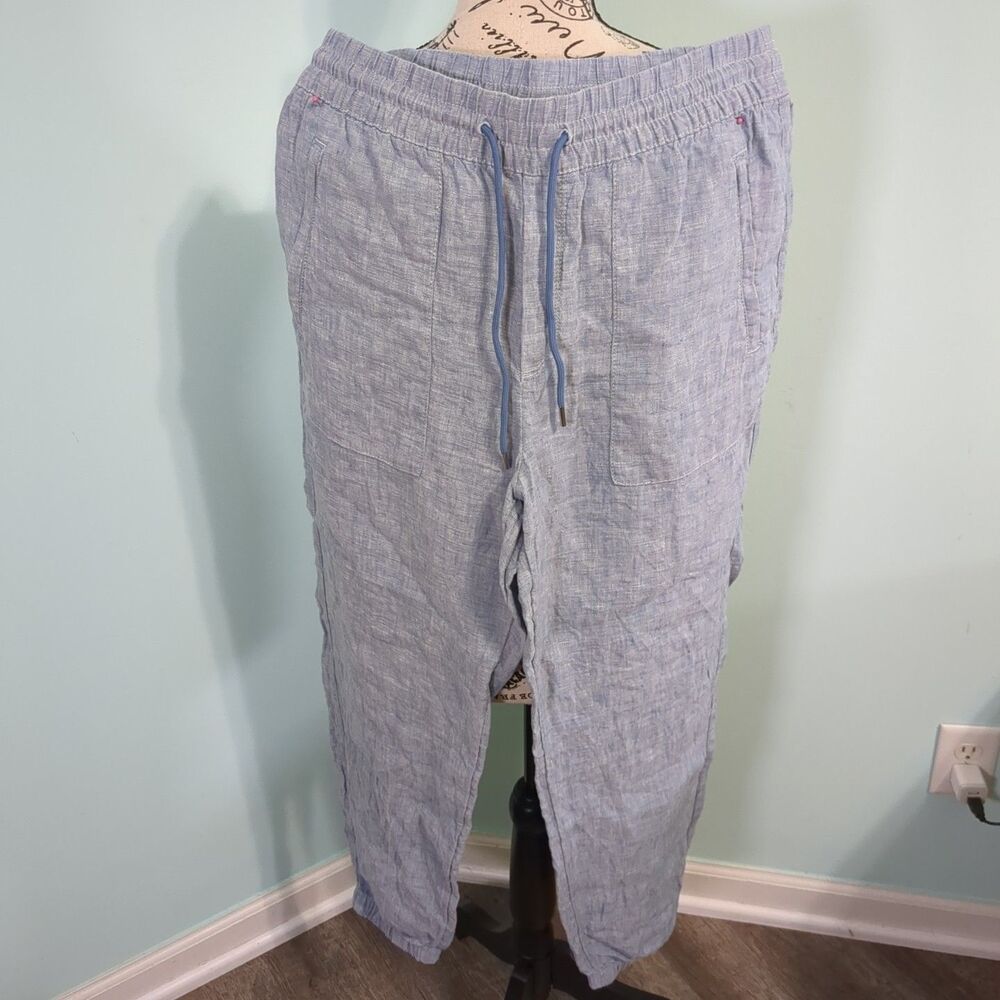 Athleta Carbo Linen Jogger drawstring elastic leg bottoms 100% Linen 8 Pants